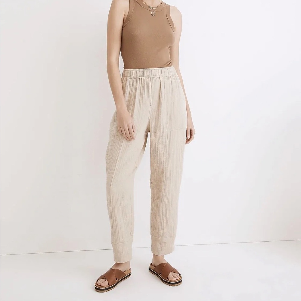 Madewell Lightspun Pull-On Cropped Balloon Pants Womens EUC Large Soft Gauze